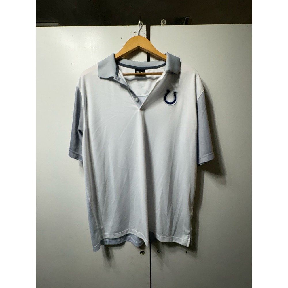 Nike NFL Dri-FIT Indianapolis Colts Polo Shirt Mens XL White Grey Performance